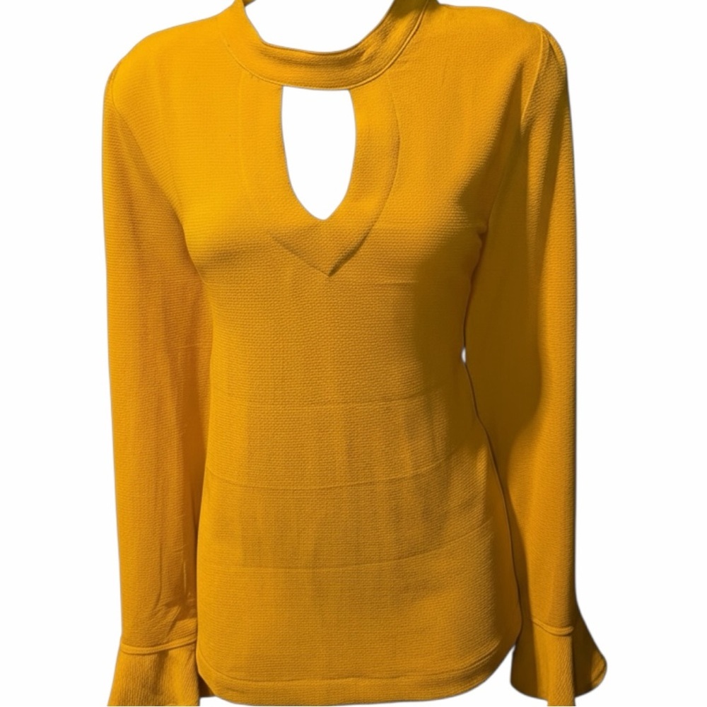 Loop Design Long Sleeve Yellow Blouse - Picture 2 of 3